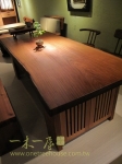 原木實木傢俱-原木書櫃腳桌
