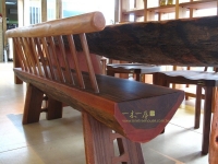 原木實木傢俱-背靠長椅